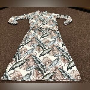 EUC Ceo Ceylan Otantik Tropical Authentic Waist Robe Floral Patterned Dress 2